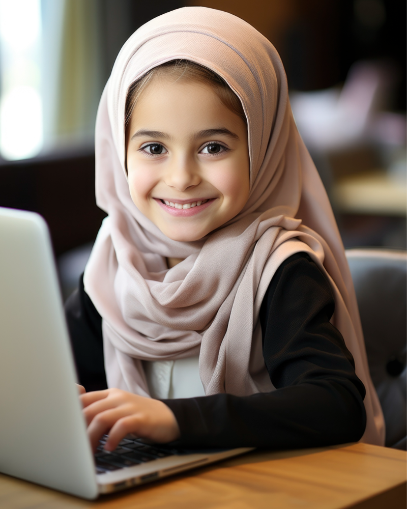 A group of students attending online Quran classes in Brisbane via video conferencing.