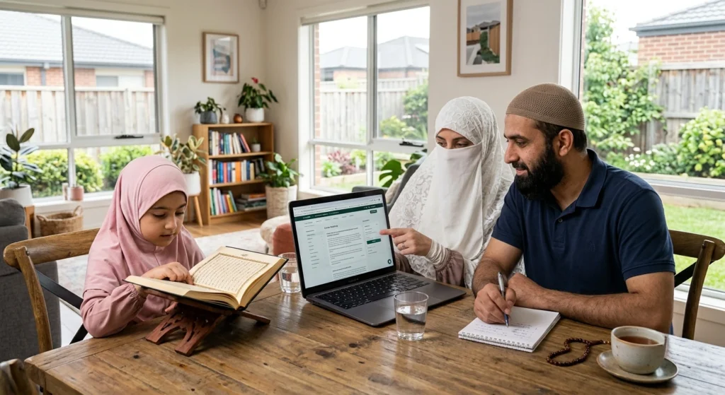 Certified online Quran tutor teaching Tajweed to a student in Australia during a virtual class