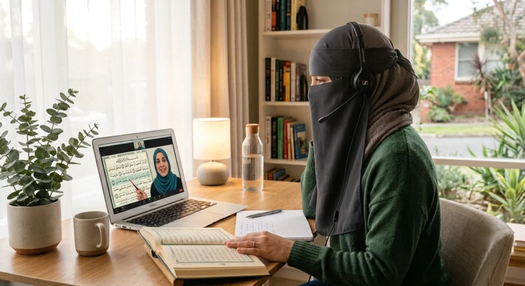 Australian student learning Quran online with live one-on-one Islamic lessons